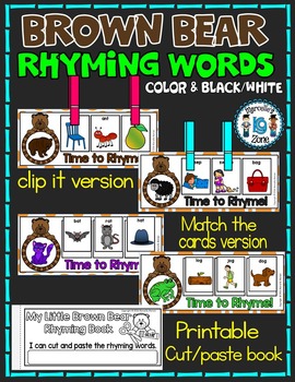 Preview of BROWN BEAR RHYMING ACTIVITIES- BROWN BEAR LITERACY CENTER