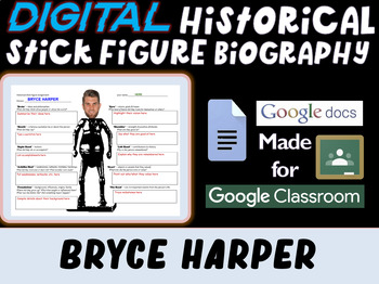 Preview of BRYCE HARPER - MAJOR LEAGUE BASEBALL LEGEND - Digital Stick Figure Biography