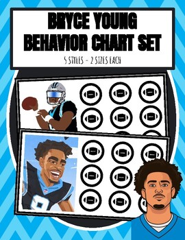 Preview of BRYCE YOUNG SET of 5 Behavior Charts CAROLINA PANTHERS ALABAMA NFL FOOTBALL