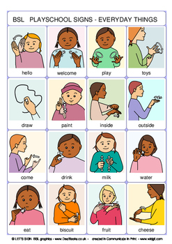 Bsl Playschools Signs Poster (British Sign Language) By Let's Sign