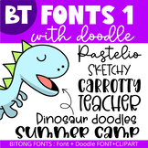 BT Fonts: Font Bundle Vol.1: Doodle Fonts: Dinosaur Clip Art