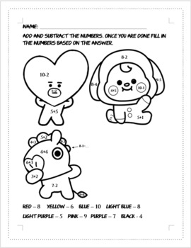 BT21 Math worksheet by Mireya Hernandez | TPT