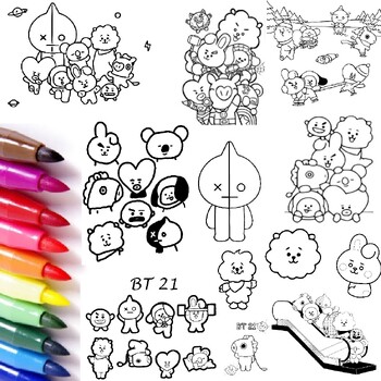 BT21 coloring pages. 87 printable coloring pages cartoon digital ...