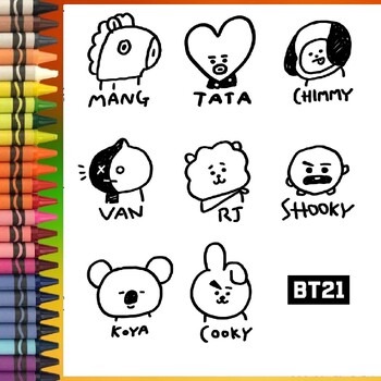 BT21 coloring pages. 87 printable coloring pages cartoon digital ...