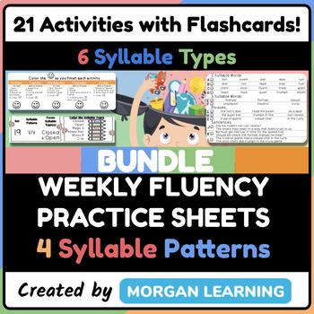 Preview of BTBW Weekly Fluency Practice Bundle Vols 1-4 (All Syllable Patterns & Types)