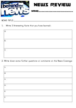 Preview of BTN Class Review Worksheet