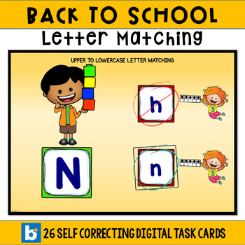 Preview of BTS Upper to Lowercase Letter Recognition Boom Cards - Math Themed