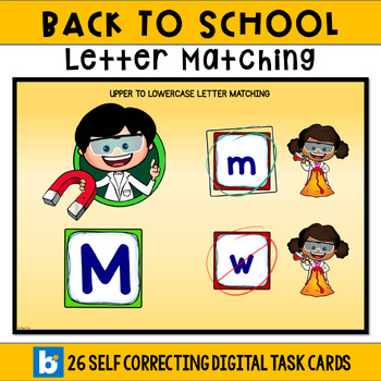 Preview of BTS Upper to Lowercase Letter Recognition Boom Cards - Science Themed