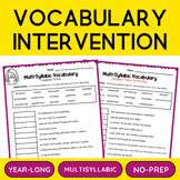 Multisyllabic Word Lists Worksheets - Vocabulary Intervention