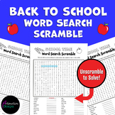 Back to School Word Search Scramble | First Week of School