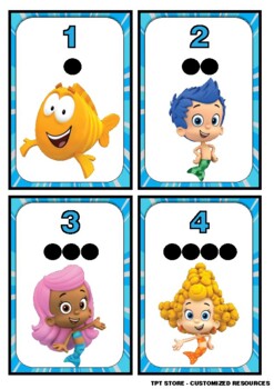 Preview of BUBBLE GUPPIES Counting DOTS Flashcards Numbers 1 to 20
