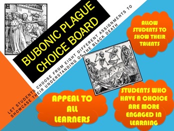 Preview of BUBONIC PLAGUE CHOICE BOARD WITH HANDOUTS & CCLS RUBRIC