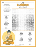 BUDDHISM Religion Word Search Puzzle Worksheet Activity