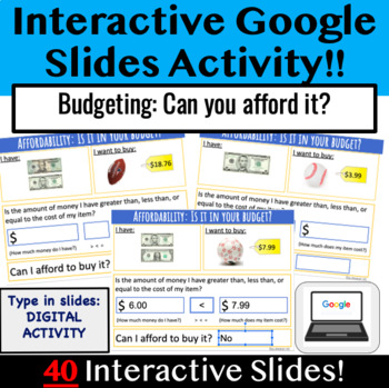 Preview of BUDGETING: Can You Afford It? Interactive Google Slides