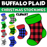 BUFFALO PLAID Christmas STOCKINGS Clip Art