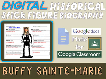 Preview of BUFFY SAINTE-MARIE Digital Historical Stick Figure Biographies  (MINI BIO)