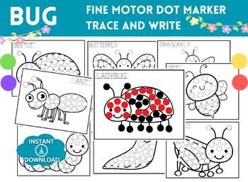 Preview of BUG Fine Motor Dot Marker Trace and Write l Spring Activity