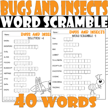 BUGS AND INSECTS Word Scramble Puzzle and Coloring , BUGS AND INSECTS ...