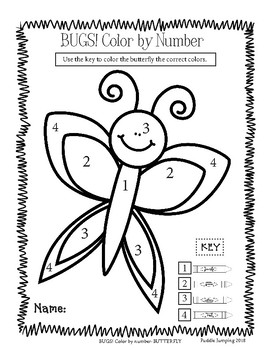 BUGS! Color By Number for Preschool and Kindergarten by Puddle Jumping
