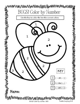 Download BUGS! Color By Number for Preschool and Kindergarten by Puddle Jumping