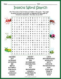 BUGS & INSECTS Word Search Puzzle Worksheet Activity - 3rd