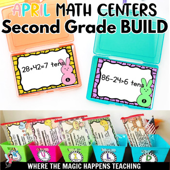 Preview of Math Centers for Second Grade APRIL - Based on BUILD