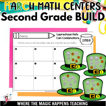 Preview of Math Centers for Second Grade MARCH - Based on BUILD