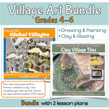 Preview of BUILDINGS Art project BUNDLE for global village lesson plans 4th - 6th grade