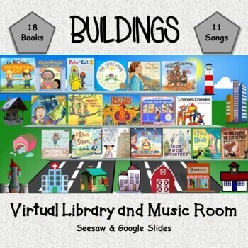 Preview of BUILDINGS Virtual Library and Music Room - SEESAW & Google Slides