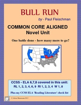 Preview of BULL RUN Novel Study:  Common Core Aligned