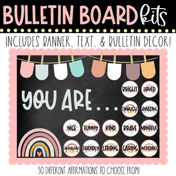 BULLETIN BOARD KIT- Affirmation Station | Boho Rainbow | Positive Classroom