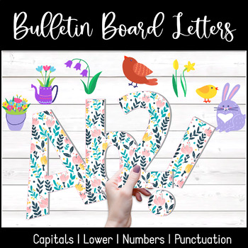 Preview of BULLETIN BOARD LETTER KIT | Spring Floral| Font Clipart