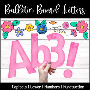 Preview of BULLETIN BOARD LETTER KIT | Spring Pink Watercolor| Font Clipart
