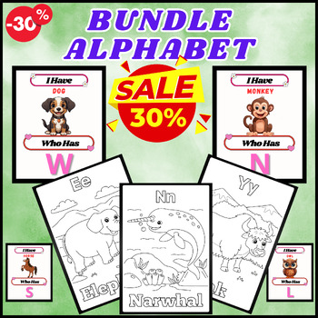 Preview of Animals Coloring Sheets- Coloring Book- I Have, Who Has- Alphabet Bundle