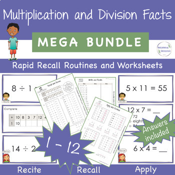 Preview of MEGA BUNDLE 1 - 12 Times Tables Basic Multiplication Division Facts Math Review