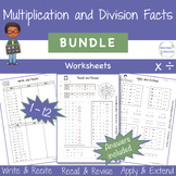 WORKSHEETS BUNDLE Basic Multiplication Division Facts 1 - 