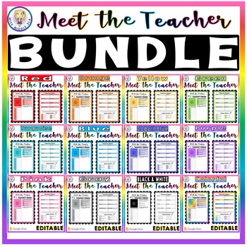 Preview of BUNDLE #1!! EDITABLE - Scalloped Meet the Teacher - Google Slides - 12 COLORS!