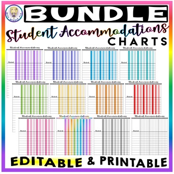 Preview of BUNDLE #1!! Editable & Printable Student Accommodations Chart for Teachers