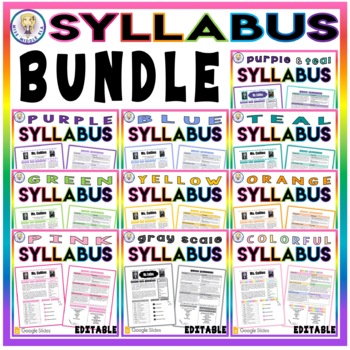 Preview of BUNDLE!! 10 Back to School Class Syllabus Templates - Google Slides - EDITABLE!