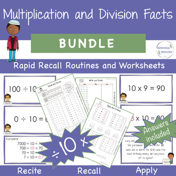 Preview of BUNDLE Multiply & Divide by 10 Multiplication Division Basic Facts Times Tables