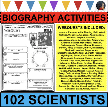 Preview of SCIENTISTS 102 WebQuests Science Research Project Biography BUNDLE