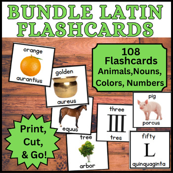 Preview of BUNDLE! 108 Latin Language Flashcards - Flash Cards Vocabulary with Real Photos