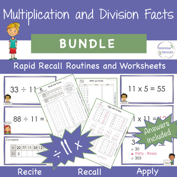 Preview of BUNDLE Multiply Divide by 11 Multiplication Division Basic Facts Times Tables