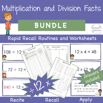 Preview of BUNDLE Multiply Divide by 12 Multiplication Division Basic Facts Times Tables