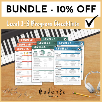 Preview of BUNDLE (10% OFF): Piano Safari Progress Checklists Levels 1, 2 & 3