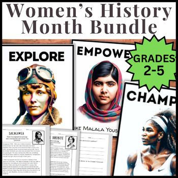 Preview of BUNDLE - 16 Women's History Month Posters Bulletin Board & Biographies 2-5 Grade