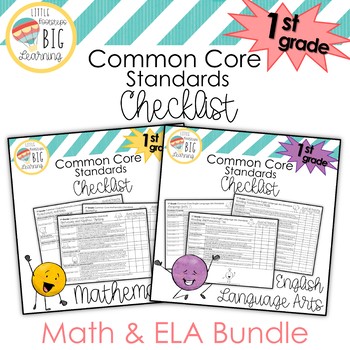 Preview of BUNDLE! 1st Grade Mathematics and ELA Common Core Standards Checklist
