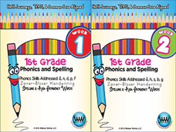 Preview of BUNDLE: 1st Grade Phonics and Spelling Zaner-Bloser (Weeks 1-6) {TEKS-aligned}