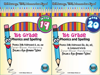 Preview of BUNDLE: 1st Grade Phonics and Spelling Zaner-Bloser (Weeks 19-24) {TEKS-aligned}