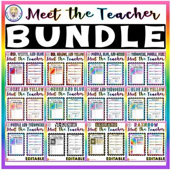Preview of BUNDLE #2!! EDITABLE - Scalloped Back to School / Meet the Teacher - 12 COLORS!